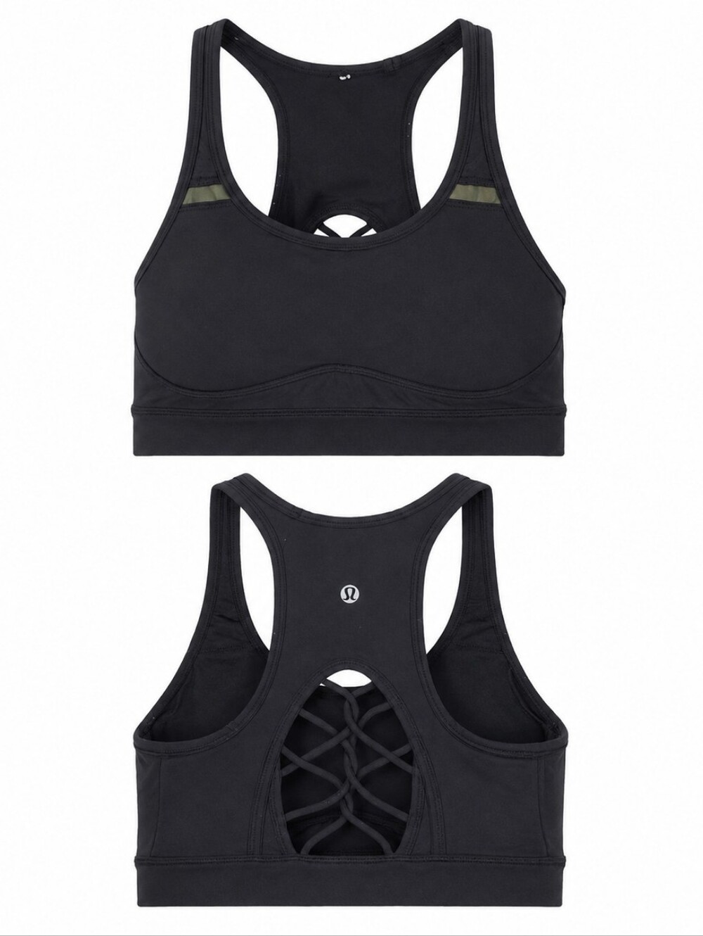 lululemon athletica Black Racerback Lattice-Back Sports Bra Women's Size 6